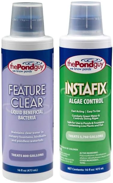 The Pond Guy FeatureClear & InstaFix Combo Pond Algae Control Treatment, for Cleaner & Clearer Water, EPA Registered Algaecide Water Treatment, Safe for Bird Baths & Fountains, Combo Pack, 32 Ozs