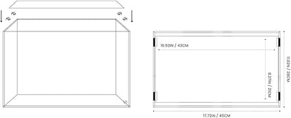 Ultum Nature Sytems Tank Lids for Rimless Tanks - Ultra Clear Rimless Aquarium Lid, Fish Tank Lid Cover for Glass Aquarium, Frameless Aquarium Lid, Cover for Tank - 45U, 45S, 45T (Lid + Clips)