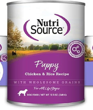NutriSource Chicken & Rice Puppy Food, Premium Wet Dog Food, 12.3 Ounce (Pack of 12)
