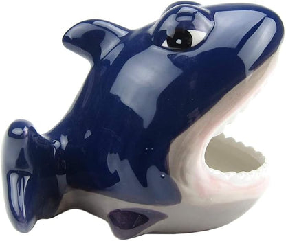Hamster House Ceramic Shark Shape Small Pet Hideout Nest-Hamster Sand Bath-Chinchilla Dust Bath Nesting Habitat Cage Accessories(Shark)
