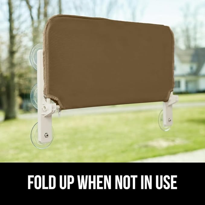 GORILLA GRIP Cat Window Perch, Foldable Cat Window Hammock Bed with 6 Large Suction Cups, Cordless Indoor Wall Shelves, Strong Metal Frame Holds 30lbs, Reversible Washable Sherpa Cover, Medium Brown