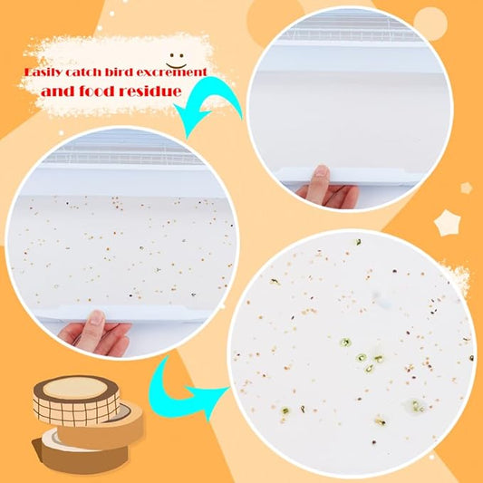 DQITJ 200 Pcs Large Size Bird Cage Liner Papers, Disposable Virgin Wood Pulp Paper Bird Cage Liners, Precut Absorbent Pet Cages Cushion (22 inch x 11 inch)