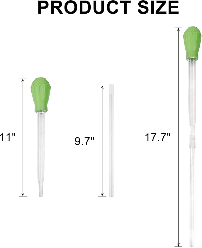 Coral Feeder SPS HPS Feeder with Extension Tube, Aquarium Long Syringe Dropper Pipette Turkey Baster for Marine Fish Feeding (Green/Extendable)