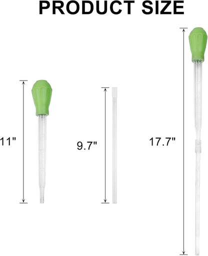 Coral Feeder SPS HPS Feeder with Extension Tube, Aquarium Long Syringe Dropper Pipette Turkey Baster for Marine Fish Feeding (Green/Extendable)
