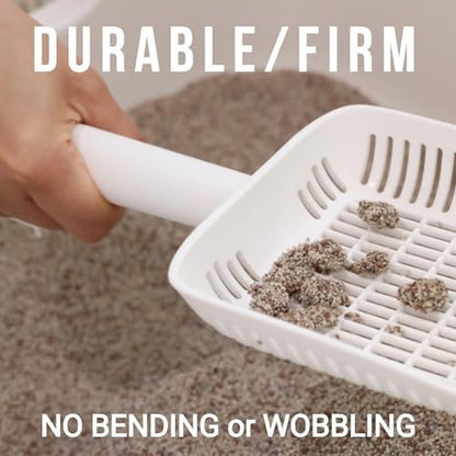 TypeC Cat Litter Scoop - Small Holes (0.11in) Big Size Scooper - Long Handle & Easy Cleaning - Hanger for Litter Box