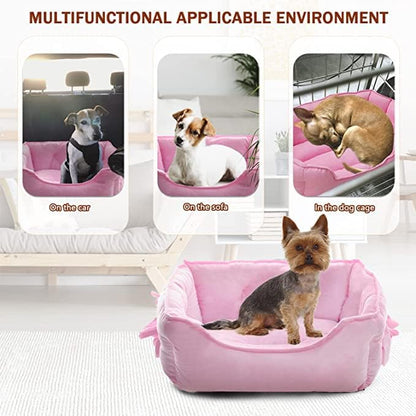 pawstrip Cute Princess Dog Bed Pink Puppy Bed for Small Dogs Breathable Cat Couch Bowknot Pet Cushion Comfortable Kitten Nest Girl Doggy Sofa, Waterproof Bottom (Pink)