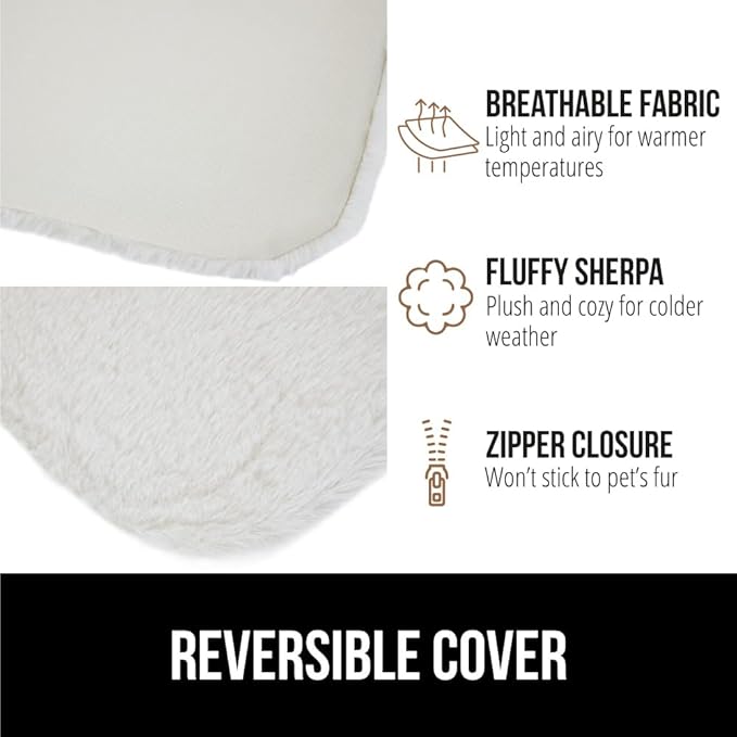 GORILLA GRIP Cat Window Perch, Foldable Cat Window Hammock Bed with 6 Large Suction Cups, Cordless Indoor Wall Shelves, Strong Metal Frame Holds 30lbs, Reversible Washable Sherpa Cover, Medium Beige