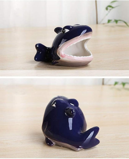 Hamster House Ceramic Shark Shape Small Pet Hideout Nest-Hamster Sand Bath-Chinchilla Dust Bath Nesting Habitat Cage Accessories(Shark)