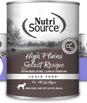 NutriSource Grain Free High Plains Select Recipe Dog Food, Premium Wet Dog Food, 12.3 Ounce (Pack of 12)