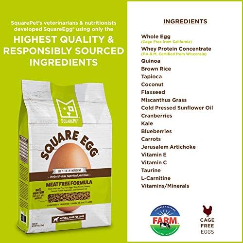 Square Egg Dry Dog Food, Gentle Kibble Sturcture, Whey Proten, Amino Acids, Easily Digestible Ideally for Senior Dogs 19.8lbs