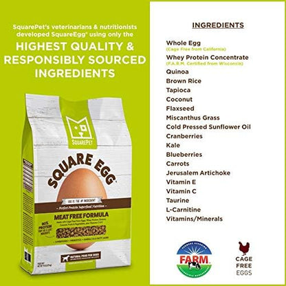 Square Egg Dry Dog Food, Gentle Kibble Sturcture, Whey Proten, Amino Acids, Easily Digestible Ideally for Senior Dogs 19.8lbs