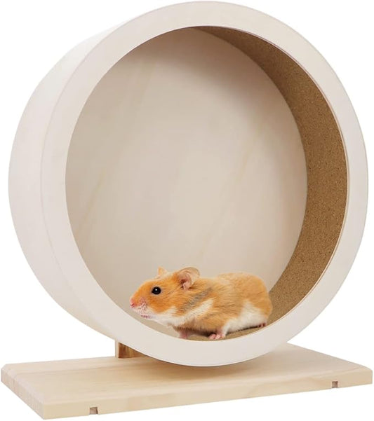 Small Pets Exercise Wheel Hamster Wooden Mute Running Spinner Wheel Play Toy for Rat Gerbil Mice Chinchillas Hedgehogs Guinea Pigs (Large 11.4")