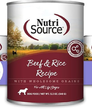 NutriSource Beef & Rice Recipe Dog Food, Premium Wet Dog Food, 12.3 Ounce (Pack of 12)