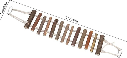 Bird Ladder, Rope Bridge, Rope Ladder, Wood Ladders Swing Toy, Pet Chewing Toys, for Pet Bird, Hamster, Parrots, 24 X 3.9 Inch