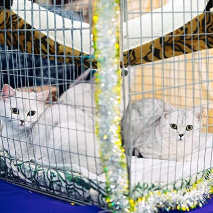 2 Pieces Reversible Cat Hanging Hammock Soft Breathable Pet Cage Hammock with Adjustable Straps and Metal Hooks Double Sided Hanging Bed for Small Dogs Rabbits(Zebra, Tiger Stripes,L)