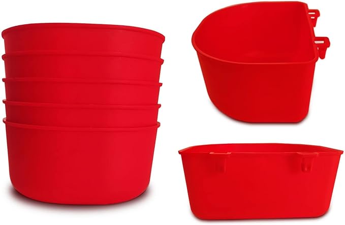 5 Pack Cage Cups Chicken Birds Feeder Water Bowl 25 OZ Rabbit Feeding Watering Dish for Travel Carrier Cat Puppy Food Dispenser Hanging Wire Cages Treats Box Seed Drinking Coop Cup Birdbath