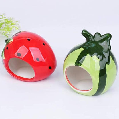 Cool Hamster House Hideout Suitable for Hamsters Less Than 4 inches 10 cm in Length Ceramics Strawberry Shape Bed Cute Small Animal Pet Squirrel Hedgehog Chinchilla Nest Hamster Cage Accessories