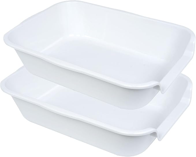 2 Pack Extra Large Dog Litter Box Pan Tray (ABS Material), Low Entry Jumbo Senior Litter Boxes for Multiple Kitten Big Cats, Pet Safe Indoor Dog Potty (White, 20" L x 15" W)