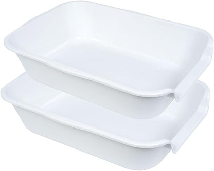 2 Pack Extra Large Dog Litter Box Pan Tray (ABS Material), Low Entry Jumbo Senior Litter Boxes for Multiple Kitten Big Cats, Pet Safe Indoor Dog Potty (White, 20" L x 15" W)