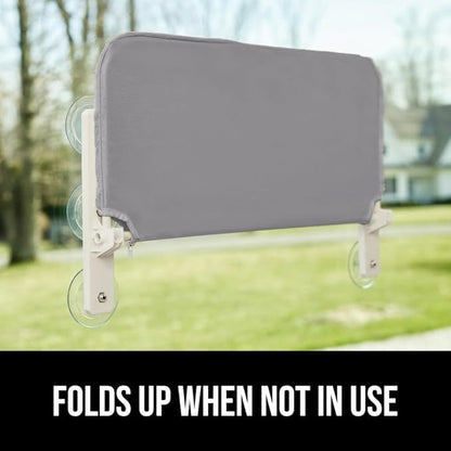 GORILLA GRIP Cat Window Perch, Foldable Cat Window Hammock Bed with 6 Large Suction Cups, Cordless Indoor Wall Shelves, Strong Metal Frame Holds 30lbs, Reversible Washable Sherpa Cover, Medium Gray