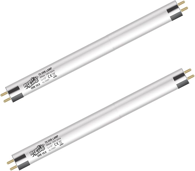 MRREPTILE T5 UVB Reptile Light Bulb – 2-Pack 8W High-Output 10.0 UVB Bulbs for Bearded Dragons, Turtles & Lizards – Liner UVA/UVB Lighting for Basking & Vitamin D3 Synthesis