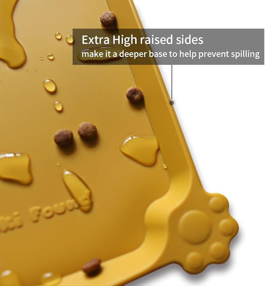 Hoki Found Silicone Pet Food Mats Tray - Dog Pet Cat Feeding Mat - Waterproof Dog Cat Food Mats -Pet Water Mats for Carpet -Honey
