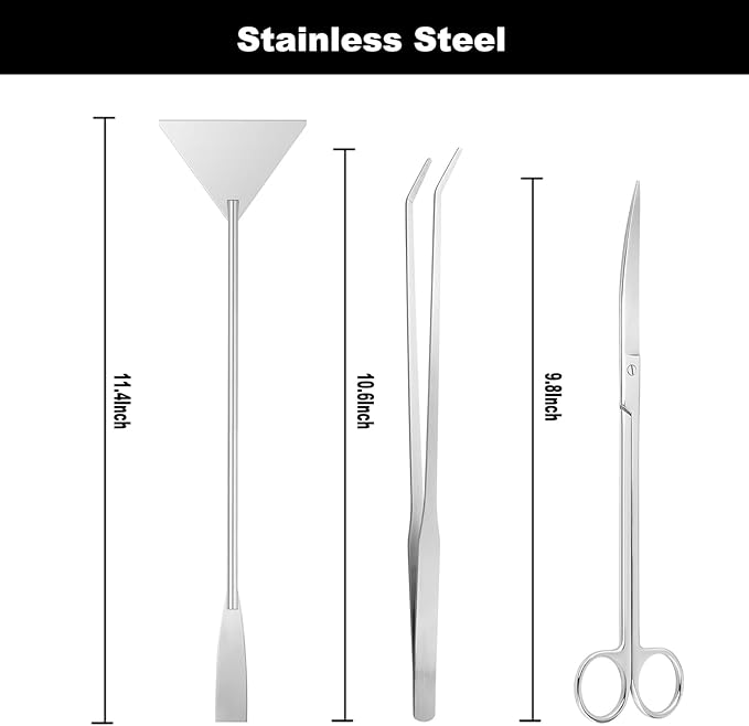 Carefree Fish 7IN1 Aquarium Cleaning Tools Long Handle Adjustable Length 18~24Inch Fish Tank Cleaner Kit Alage Scraper Scrubber Brushes Set Plant Scissor Long Tweezer