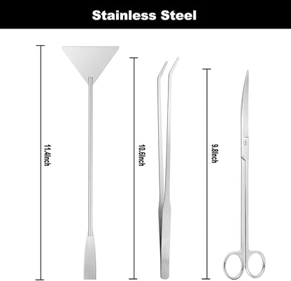 Carefree Fish 7IN1 Aquarium Cleaning Tools Long Handle Adjustable Length 18~24Inch Fish Tank Cleaner Kit Alage Scraper Scrubber Brushes Set Plant Scissor Long Tweezer
