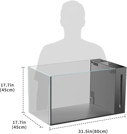 Ultra Clear Rimless Aquarium Tank gallons Low Iron Glass Side Filtration + Anti-Jumping net (40Gal)