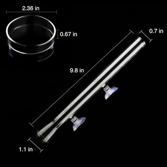 Shrimp Feeding Tube and Dish,Clear Crystal Glass Shrimp Feeder Tube Tray for Fish Tank Aquarium Shrimp (10")