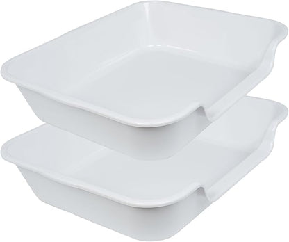 2 Pack Extra Large Dog Litter Box Pan Tray (ABS Material), Low Entry Jumbo Senior Litter Boxes for Multiple Kitten Big Cats, Pet Safe Indoor Dog Potty (Light Gray, 24" L x 20" W)
