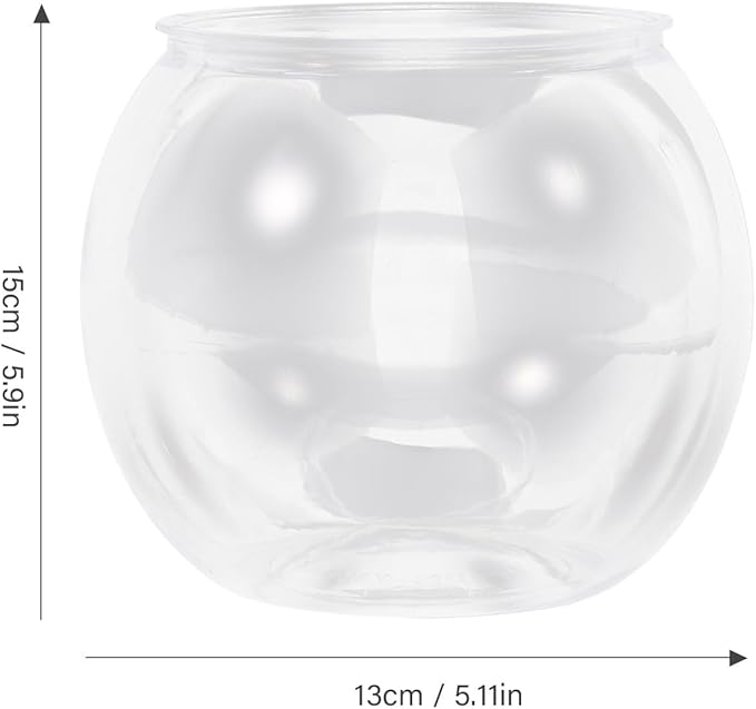 POPETPOP Small Fish Tank Goldfish Bowl - Transparent Plastic Round Bowl - Aquarium Terrarium Hydroponic Planter Fish Bowl for Centerpieces Goldfish Tank Desk Bookcase Decorations