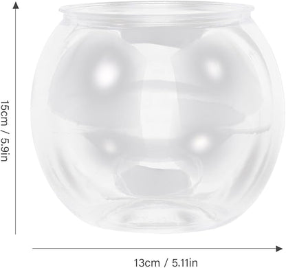 POPETPOP Small Fish Tank Goldfish Bowl - Transparent Plastic Round Bowl - Aquarium Terrarium Hydroponic Planter Fish Bowl for Centerpieces Goldfish Tank Desk Bookcase Decorations