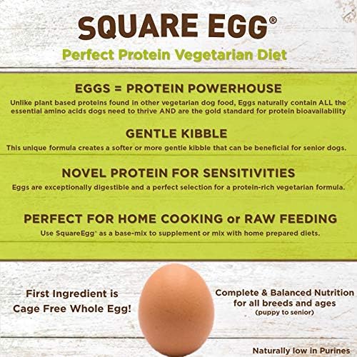 Square Egg Dry Dog Food, Gentle Kibble Sturcture, Whey Proten, Amino Acids, Easily Digestible Ideally for Senior Dogs 19.8lbs