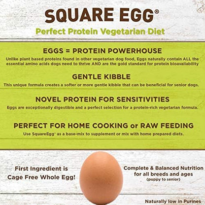 Square Egg Dry Dog Food, Gentle Kibble Sturcture, Whey Proten, Amino Acids, Easily Digestible Ideally for Senior Dogs 19.8lbs