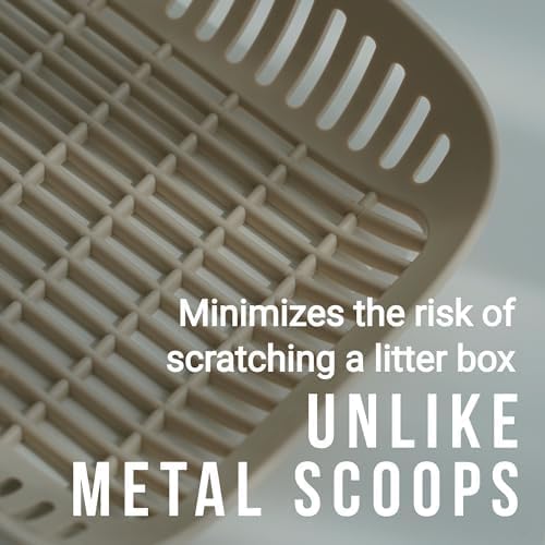 TypeC Cat Litter Scoop - Small Holes (0.11in) Big Size Scooper - Long Handle & Easy Cleaning - Hanger for Litter Box