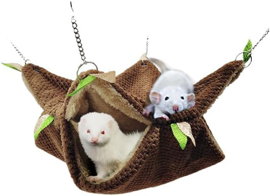 Ferret Rat Hammock Tunnel Toys Cage Accessories, Guinea Pig Hideout Tunnel, Warm Bed for Rat Ferret Guinea Pig Sleep Hide and Play (3.Hammock)