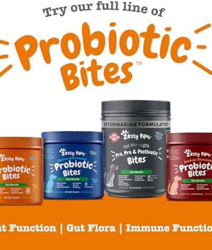 Zesty Paws Probiotics for Dogs - Digestive Enzymes for Gut Flora, Digestive Health, Diarrhea & Bowel Support - Clinically Studied DE111 - Dog Supplement Soft Chew for Pet Immune System - Pumpkin