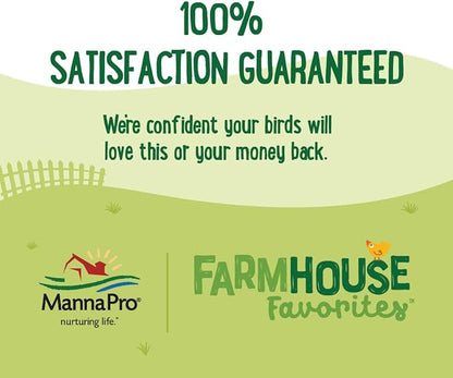 Manna Pro Farmhouse Favorites Oat & Mealworm Mix Poultry Treat – Natural Protein Source – Encouraging Poultry Treat – Mix of Oats, Peanuts, Raisins, Mealworms, Sunflower Kernels – 2lbs