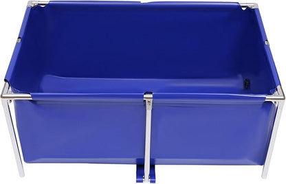 Foldable Fish Aquarium Tank, Canvas Blue Cuboid Small Above Ground Pond With Drain Valve, Portable Koi Breeding Pool, Indoor Outdoor Goldfish Tank, Turtle Ornamental Pool