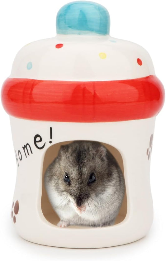 Hypeety Dwarf Hamster Hideout Adorable Cartoon Shape Hamster House Chinchilla Mini Hut Small Animal Ceramic Hideout Cave (Bottle)