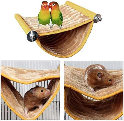 Warm Hamster Hammock House Mouse Rat Hanging Swing Bed Guinea Pig Cage Bedding Small Pet Animal Double Layer Cage Tent Hut Nest for Winter Mouse Rat Hamster Play Sleep