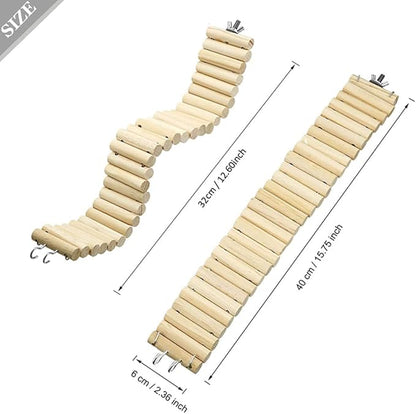 Hamiledyi Hamster Wooden Bridge - Bendy Climbing Ladder, Long Suspension Bridge, Chew Toys for Rat, Mice, Gerbil, Chipmunk, Sugar Glider