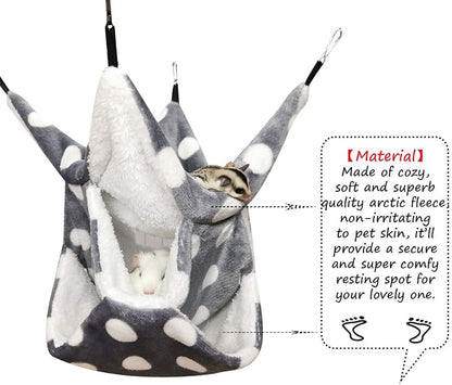 LEFTSTARER Rat Ferret Sugar Glider Cage Hammock Bedding Small Pet Cage Accessories Toy Triple-Layer Hammock Bedding for Hamster Guinea Pig Sugar Glider Rat Ferret Chinchilla Playing Sleeping(Grey)