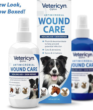 Vetericyn Plus Dog Wound Care Spray | Healing Aid and Skin Repair, Clean Wounds, Relieve Dog Skin Allergies, Safe for All Animals. 8 ounces