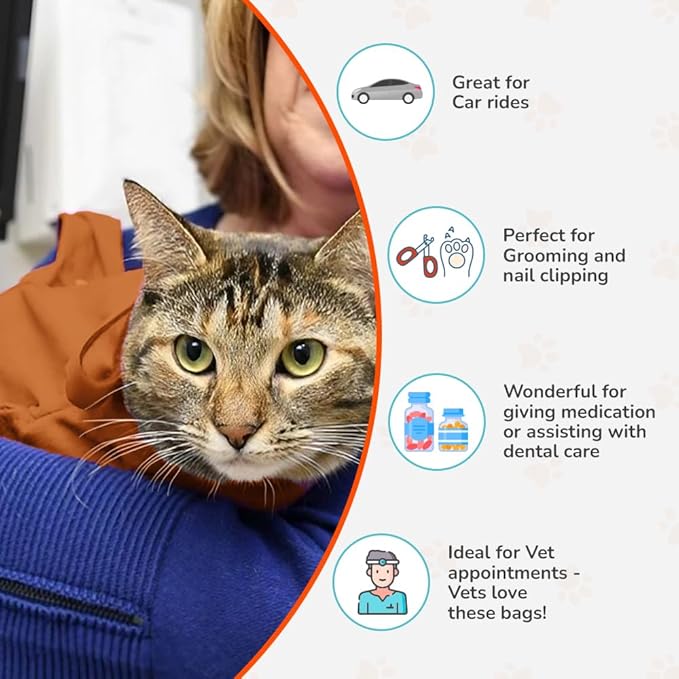 Cozy Comfort Carrier - Small Caramel Pet Carrier for Cat and Cat Restraint for Medication Administration, Nail Clipping, Travel, Vet Visits, and Dental Care