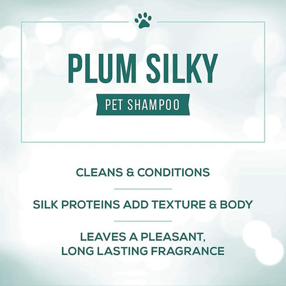 Nature's Specialties Plum Silky Ultra Concentrated Dog Shampoo Conditioner, Makes up to 24 Gallons, Natural Choice for Professional Pet Groomers, Silk Proteins, Made in USA, 1 gal