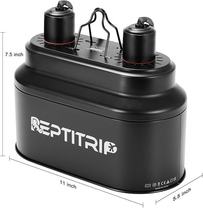 Dual Reptile Light Fixture with 100W Full Spectrum UVA UVB Light Bulb & 100W Nighttime Ceramic Heat Emitter, 2 Independent Switches, Reptile UVA UVB Light Combo Pack