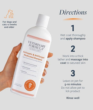Veterinary Formula Clinical Care Antiseptic and Antifungal Medicated Shampoo for Dogs & Cats, 16 Fl Oz – Helps Alleviate Scaly, Greasy, red Skin – Paraben, Dye, Soap-Free (2 Pack)