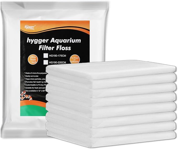 hygger 3/4'' Thick Aquarium Filter Floss 12"x 86" Poly Fiber Fish Tank Filter Media Water Polishing Filter Pad for Sump Canister Hang On Back Filter Cut to Size